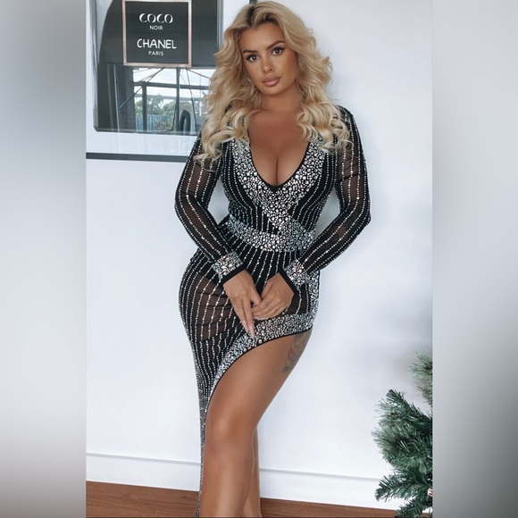 The Glamorous Life Rhinestone Sheer Dress - Picture 4 of 4